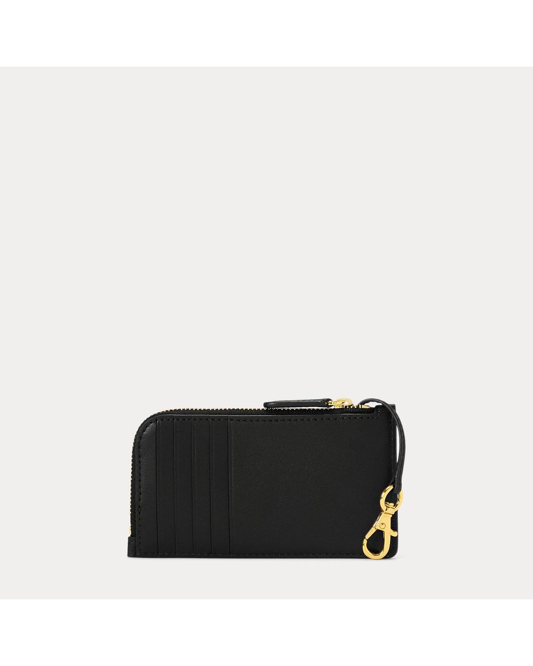 Ralph Lauren Black Leather L-Zip Card Case