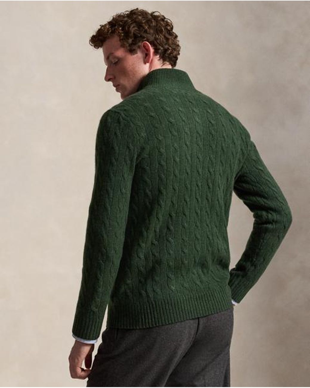 Polo Ralph Lauren Green Cable-Knit Quarter-Zip Sweater for men