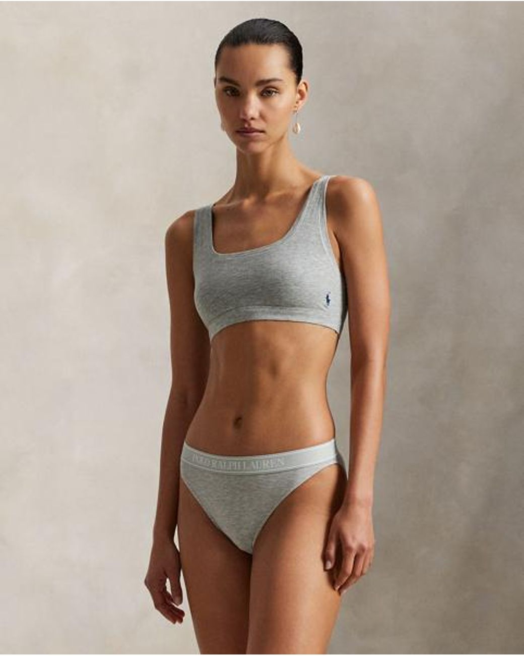 Bralette De Algodón Elástico Polo Ralph Lauren de color Gray