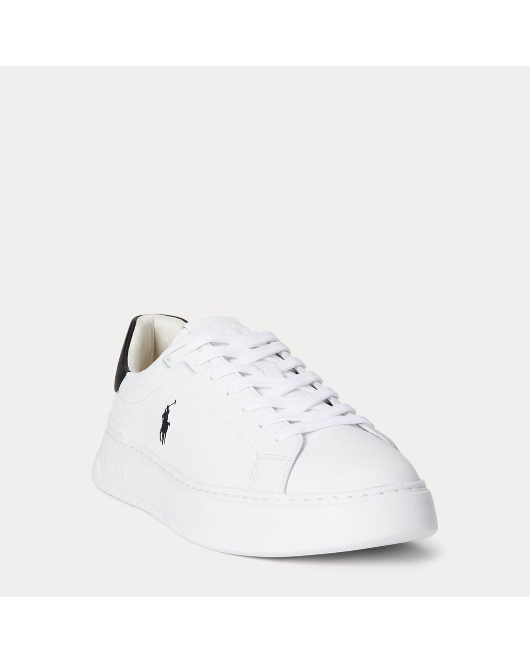 Ralph Lauren White Logo Leather Low-Top Sneakers for men