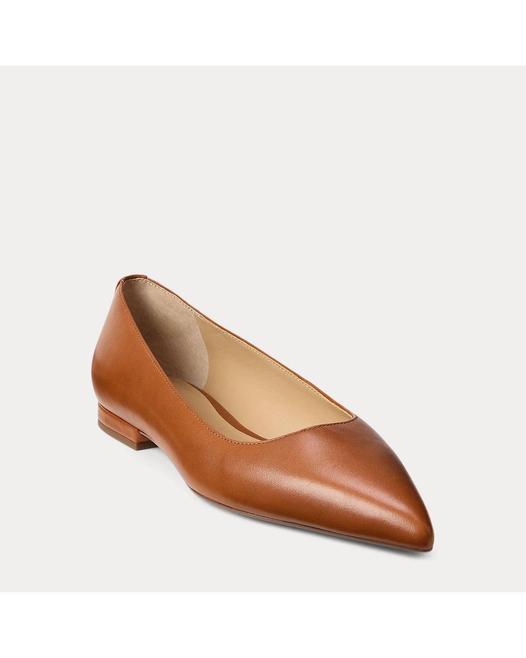 Ralph Lauren Brown Londyn Leather Ballet Flat