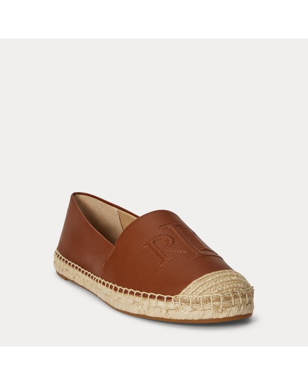 Ralph Lauren Brown Cameryn Nappa Leather Espadrille