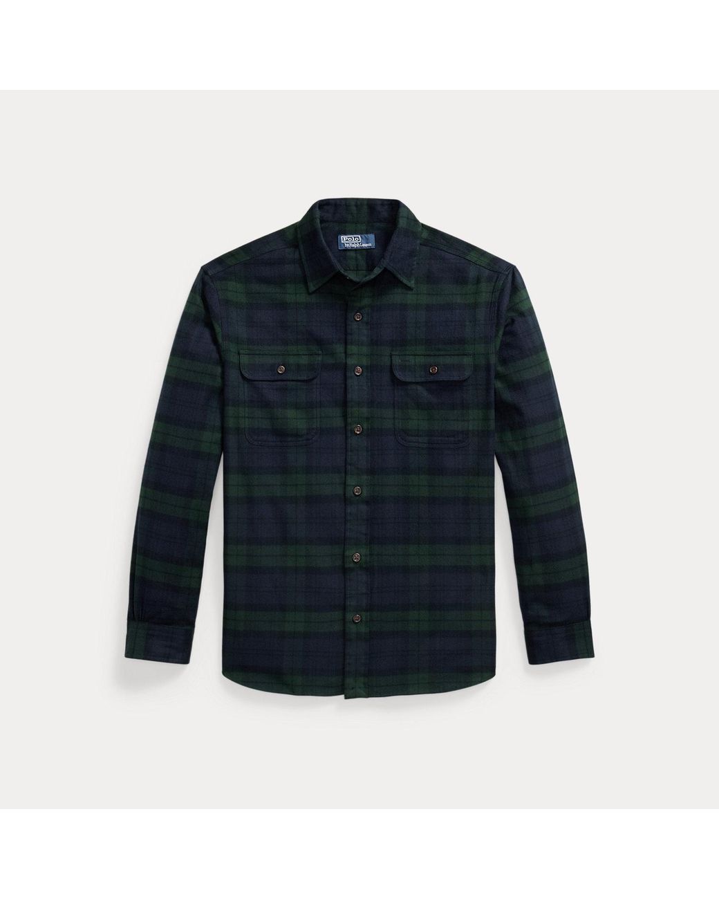 Polo Ralph Lauren Blue Classic Fit Plaid Flannel Workshirt for men