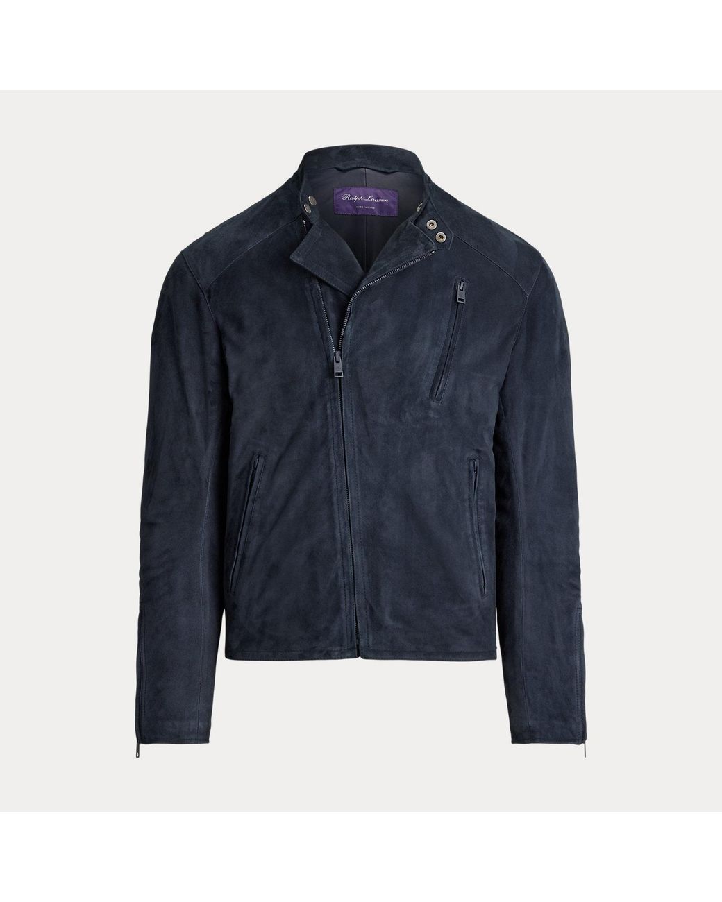 Ralph Lauren Blue Suede Moto Jacket for men