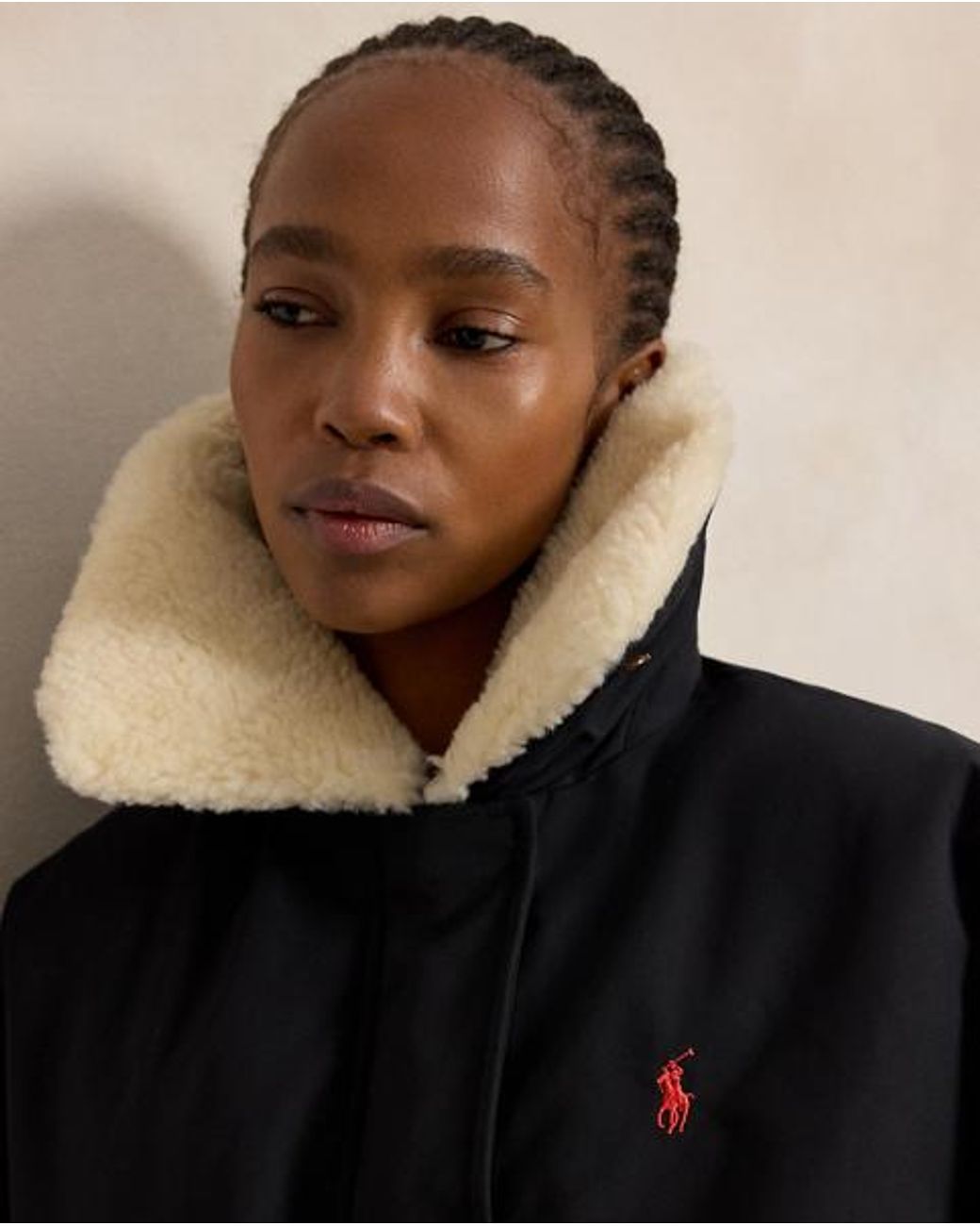 Polo Ralph Lauren Black High-Pile-Collar Down Puffer Jacket