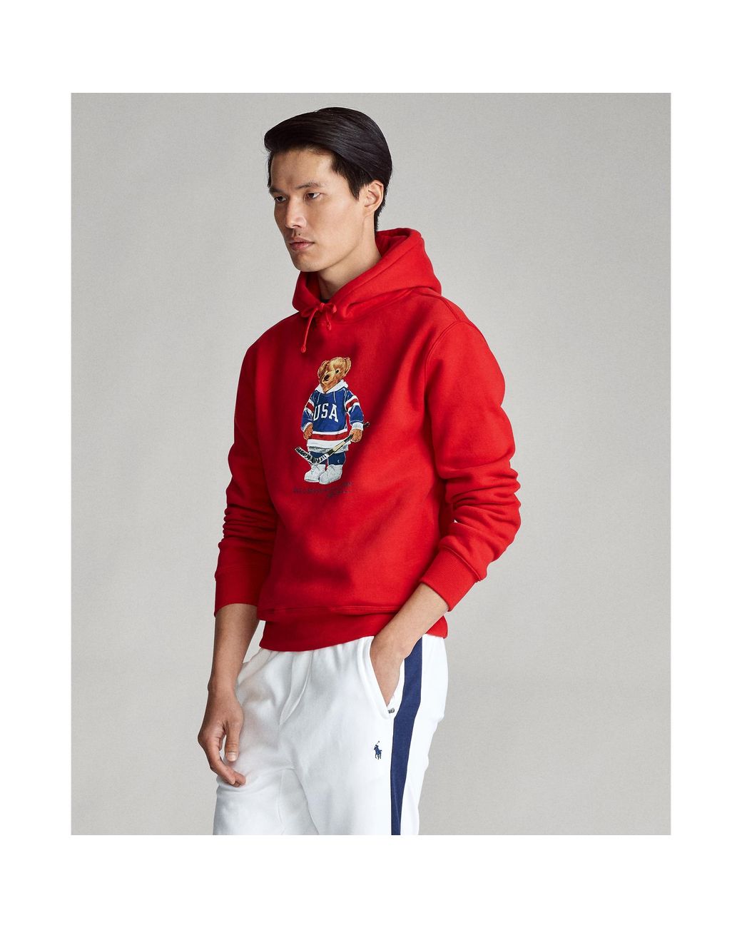 Ralph Lauren Hockey Bear Fleece Hoodie in Red for Men | Lyst