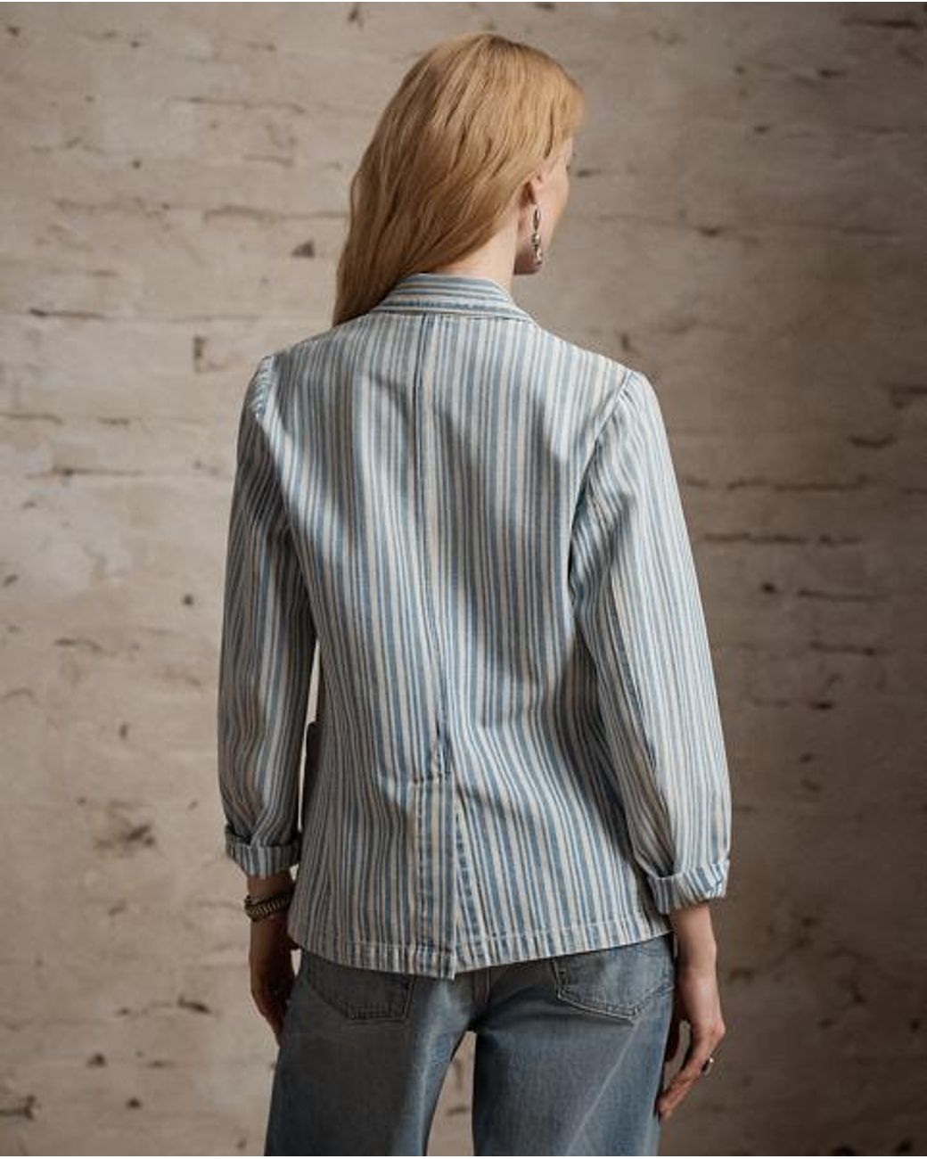 RRL Gray Striped Twill Blazer