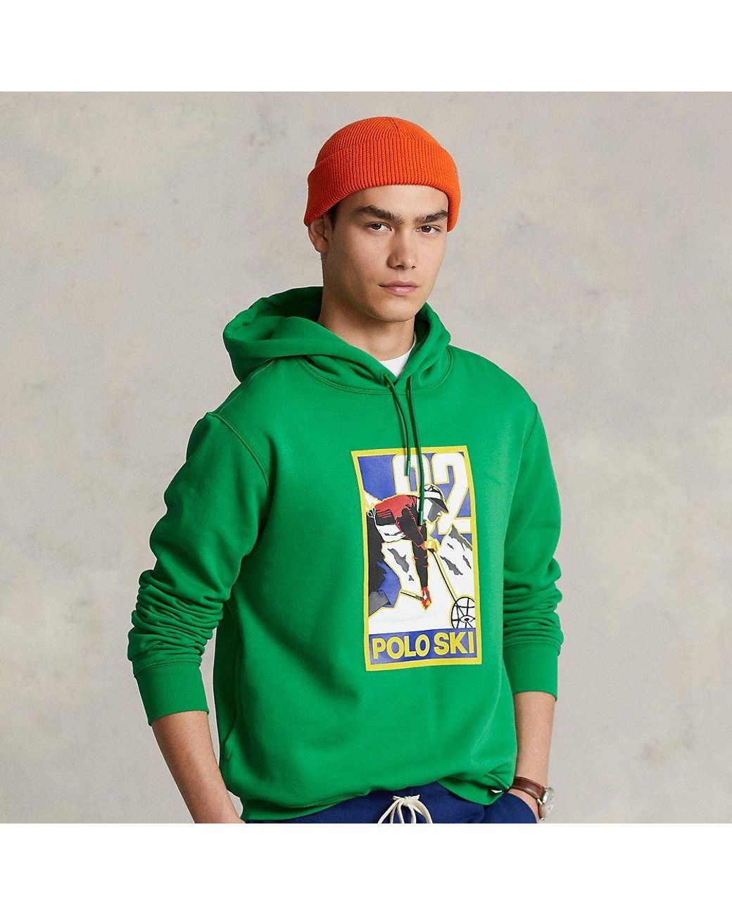 green polo hoodie men
