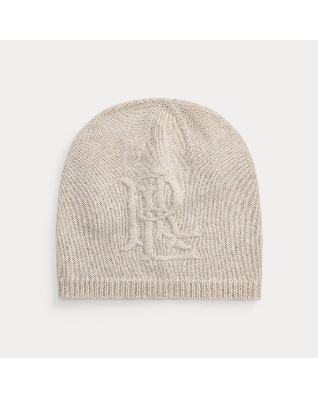 Ralph Lauren Natural Embroidered-Logo Knitted Beanie