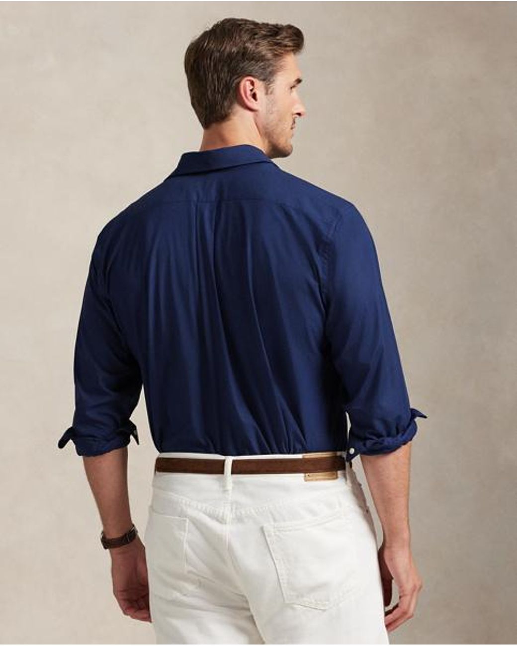 Polo Ralph Lauren Blue Stretch Poplin Shirt for men
