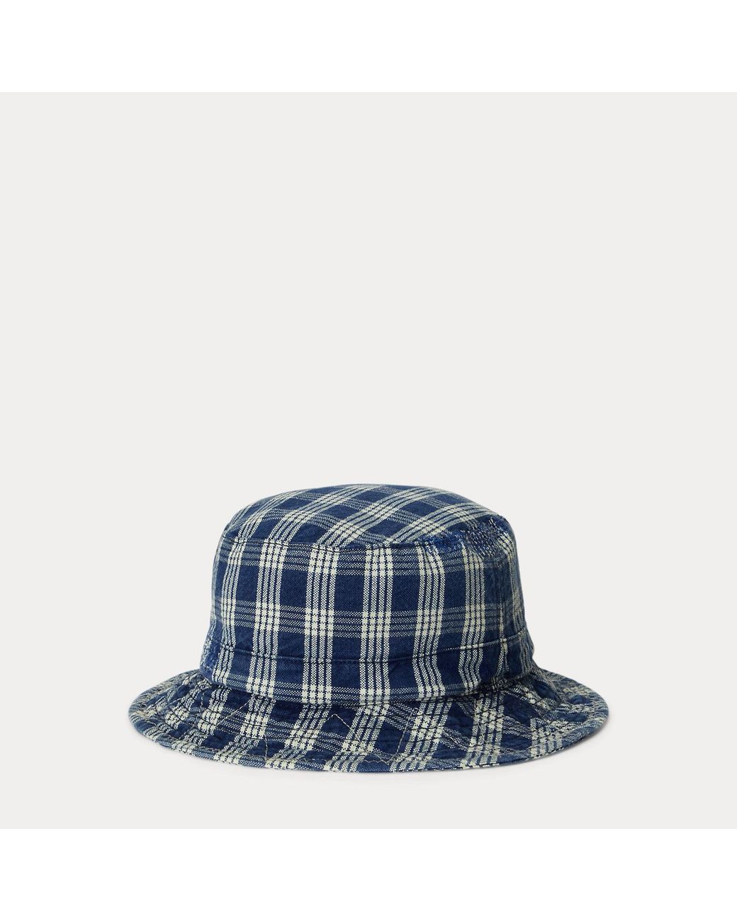 Polo Ralph Lauren Blue Plaid Oxford Bucket Hat for men
