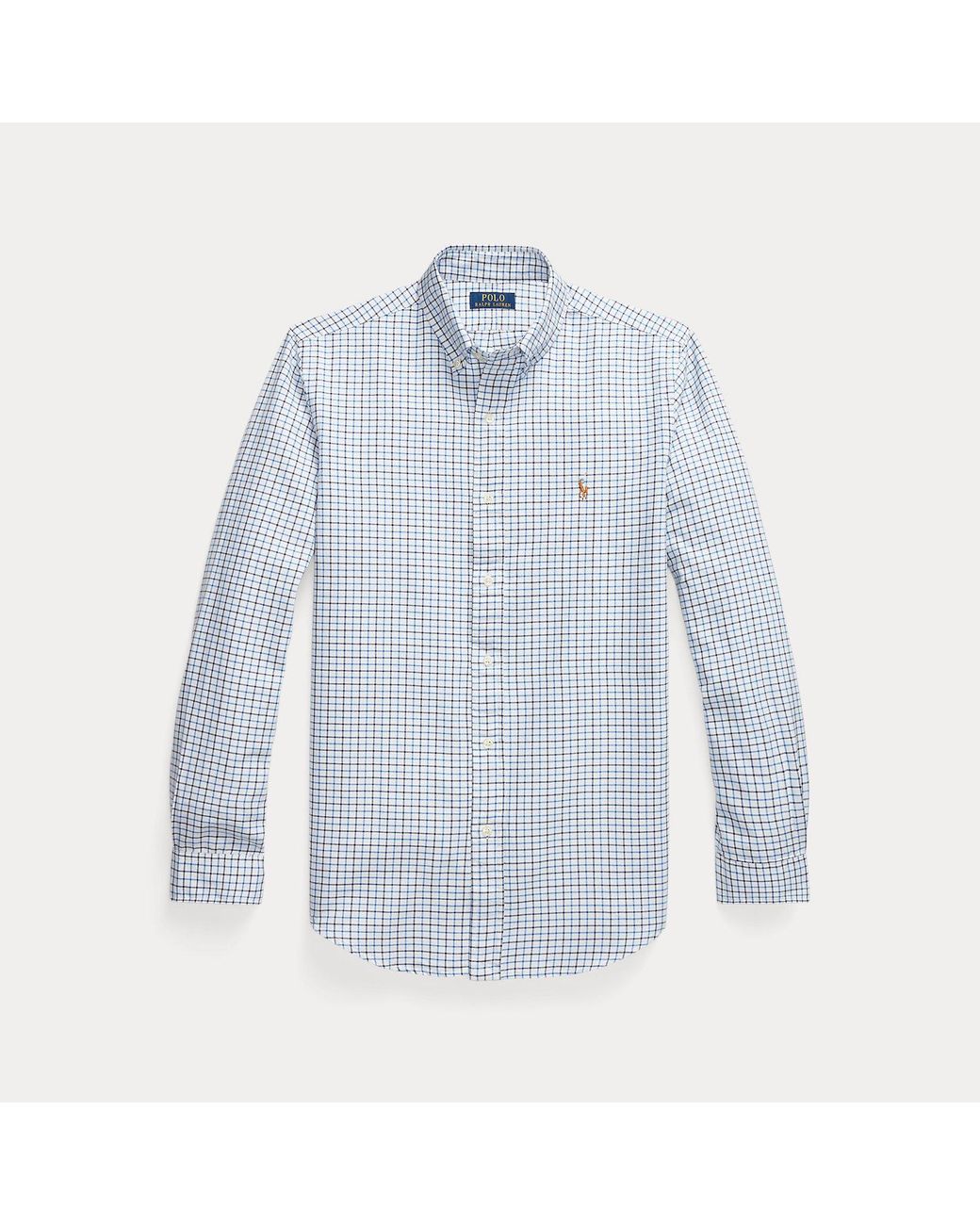 Polo Ralph Lauren Gray Custom Fit Tattersall Oxford Shirt for men
