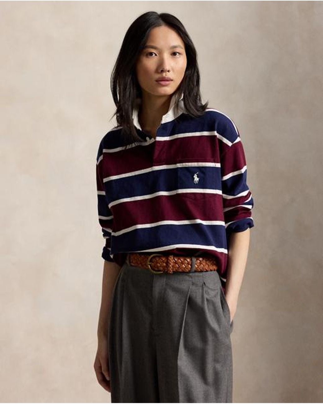 Polo Ralph Lauren Black Oversize Cotton Rugby Shirt