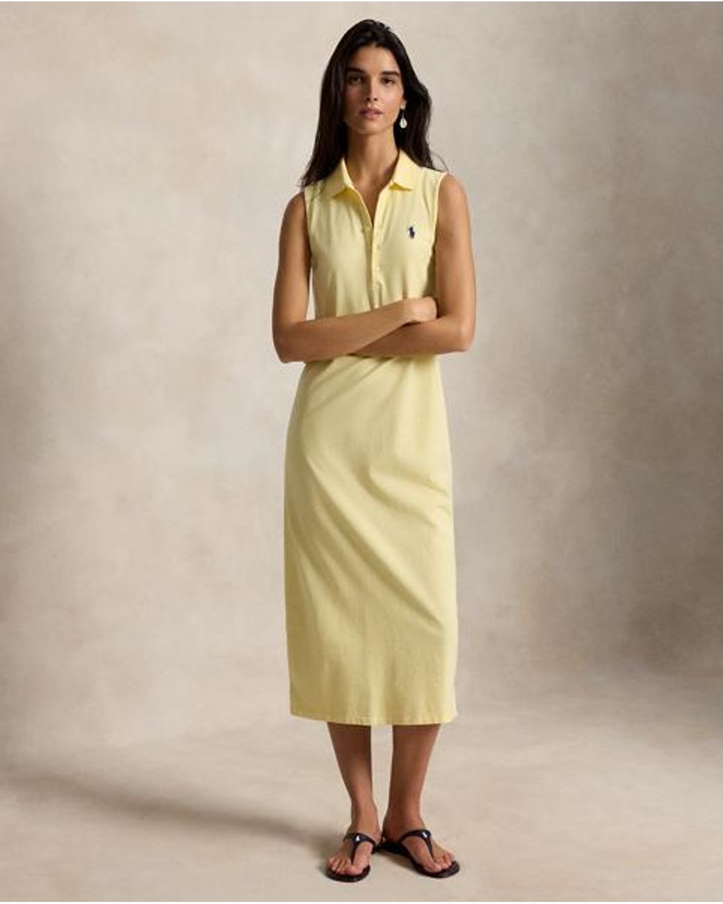 Polo Ralph Lauren Metallic Stretch-Cotton Sleeveless Polo Dress