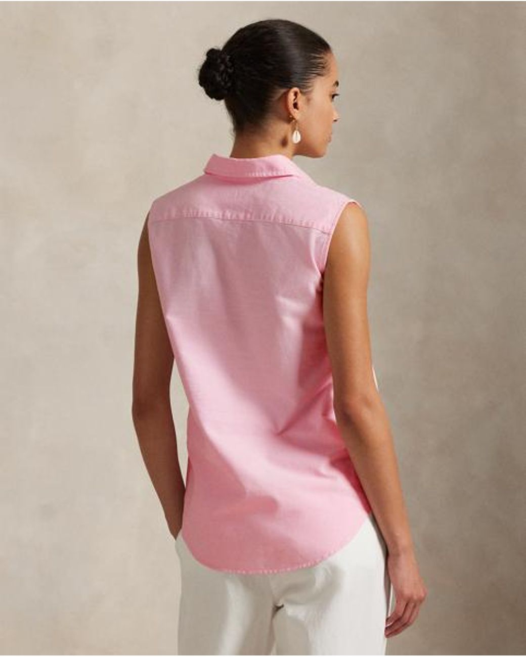 Polo Ralph Lauren Pink Cotton Oxford Sleeveless Shirt