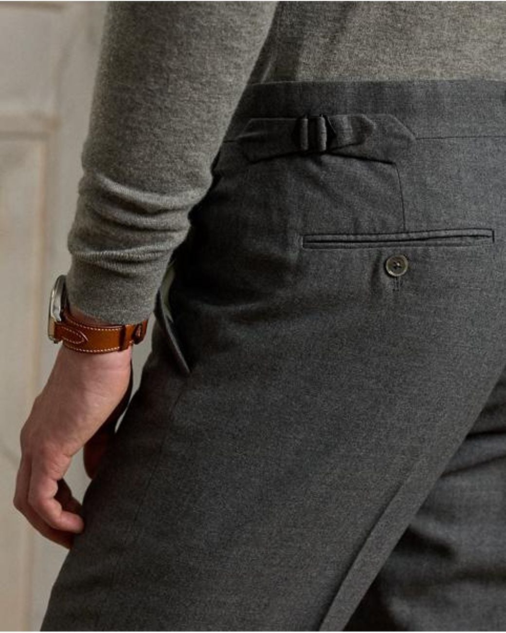 Ralph Lauren Green Gregory Hand-Tailored Flannel Trouser for men
