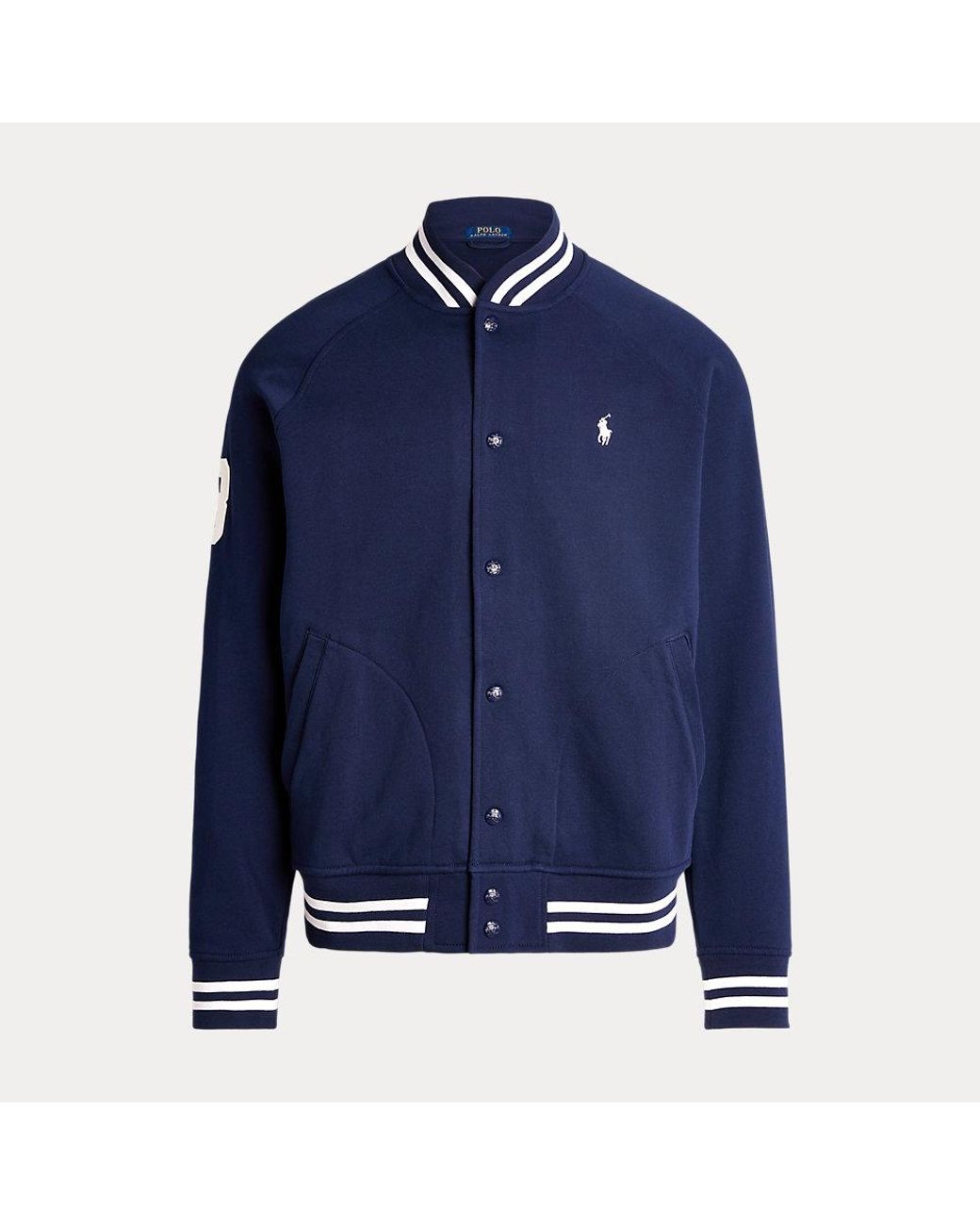Polo Ralph Lauren Triple pony Fleece Baseball Jacket in Blue for Men Lyst UK