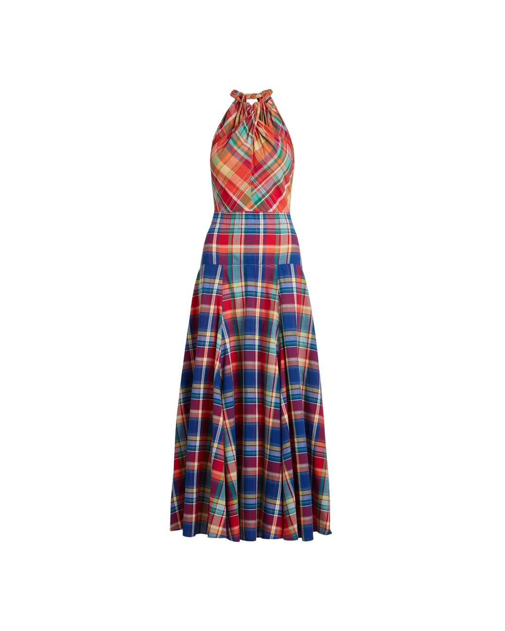 Cotton madras halter dress Clearance