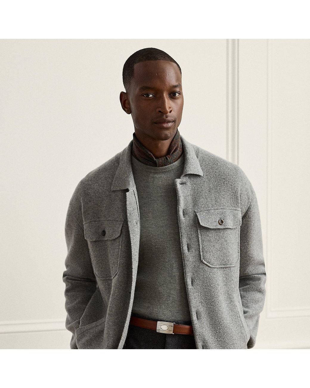 Ralph Lauren Gray Cashmere Overshirt Sweater for men