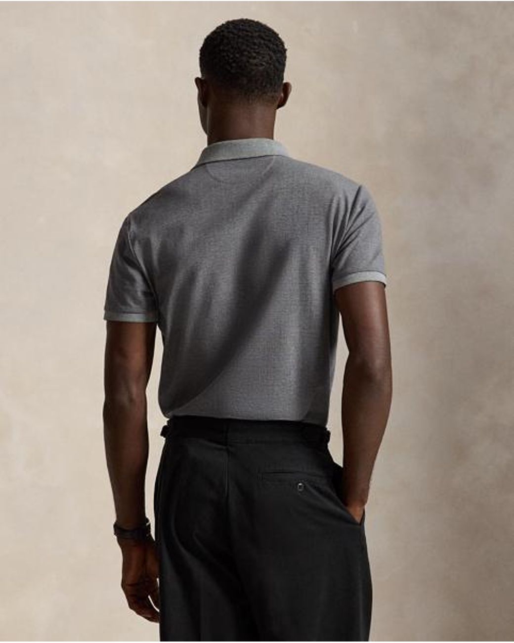 Polo Ralph Lauren Gray Custom Slim Fit Stretch Mesh Polo Shirt for men