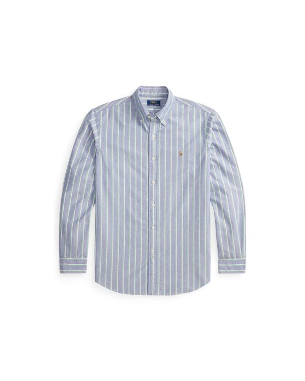 Polo Ralph Lauren Custom Fit Striped Oxford Shirt in Blue for Men | Lyst