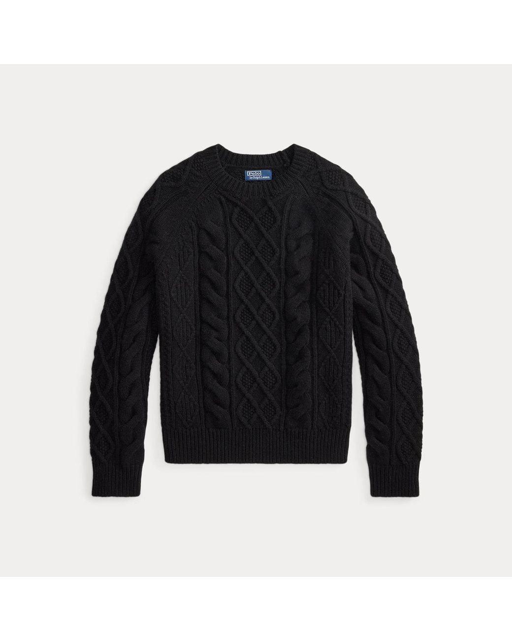 Polo Ralph Lauren Black Aran-Knit Wool-Alpaca Sweater for men