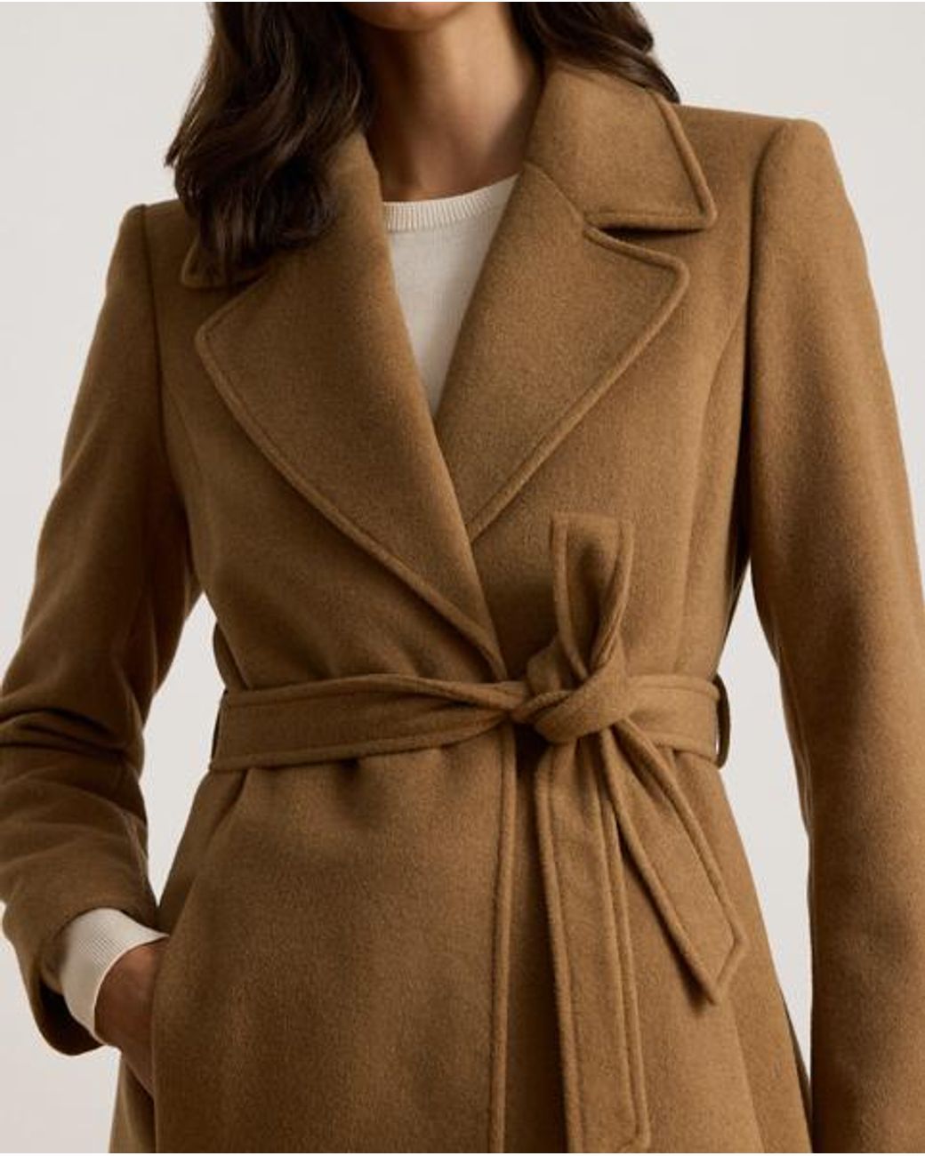 Ralph Lauren Natural Belted Wool-Blend Wrap Coat