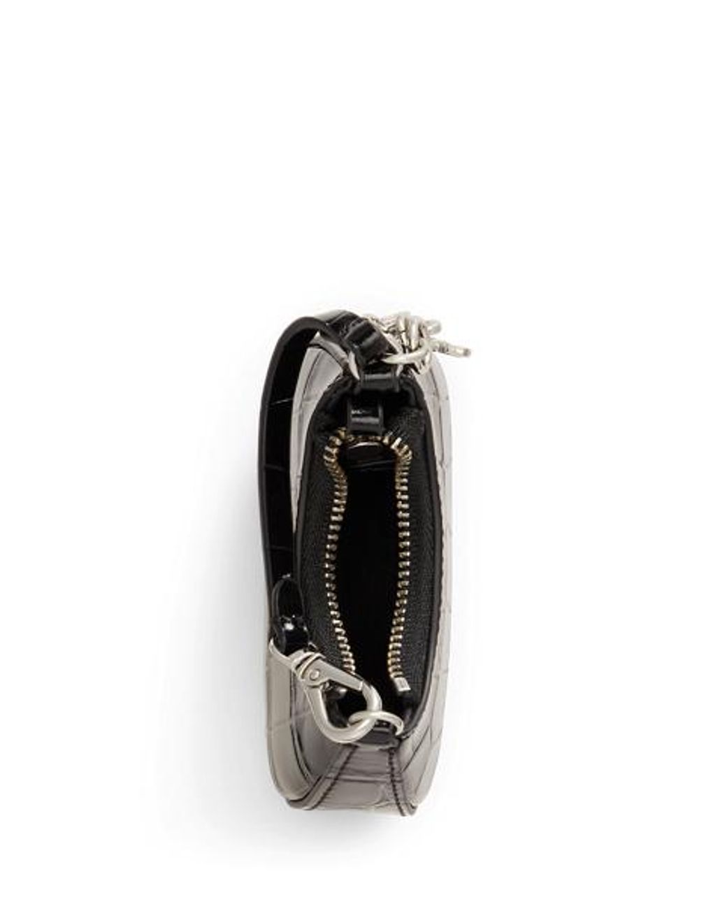 Ralph Lauren Gray Croc-Embossed Leather Marcy Charm