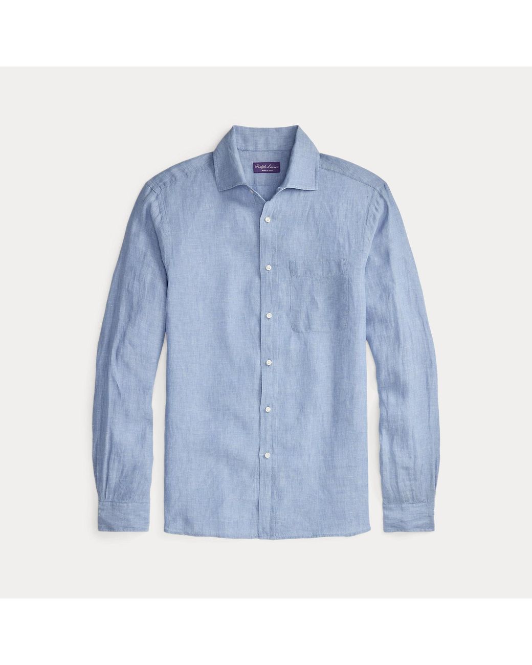 Ralph Lauren Blue Linen Chambray Shirt for men