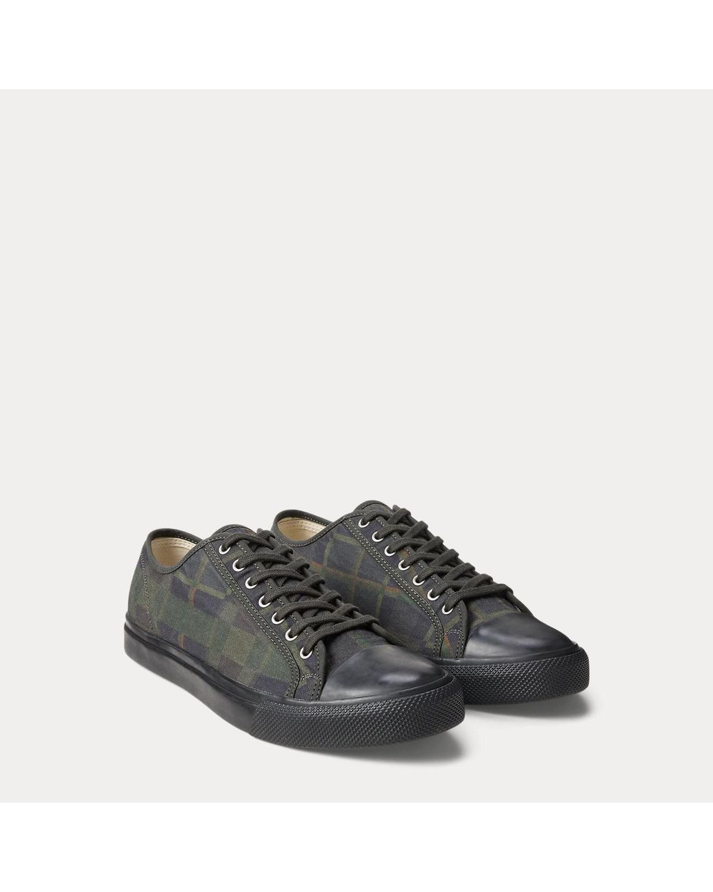 RRL Black Check-Print Oilcloth Trainer for men