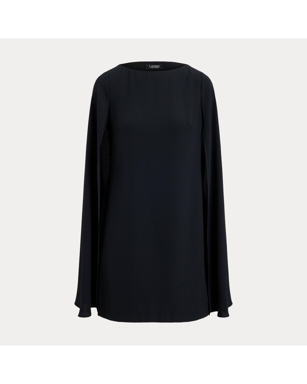 Ralph Lauren Black Cape Georgette Cocktail Dress