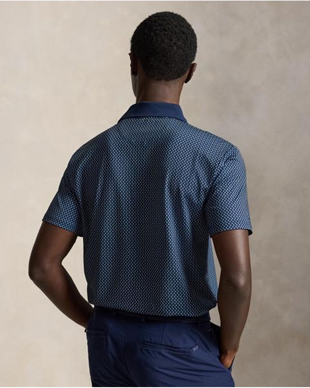 Ralph Lauren Blue Tailored Fit Performance Polo Shirt for men
