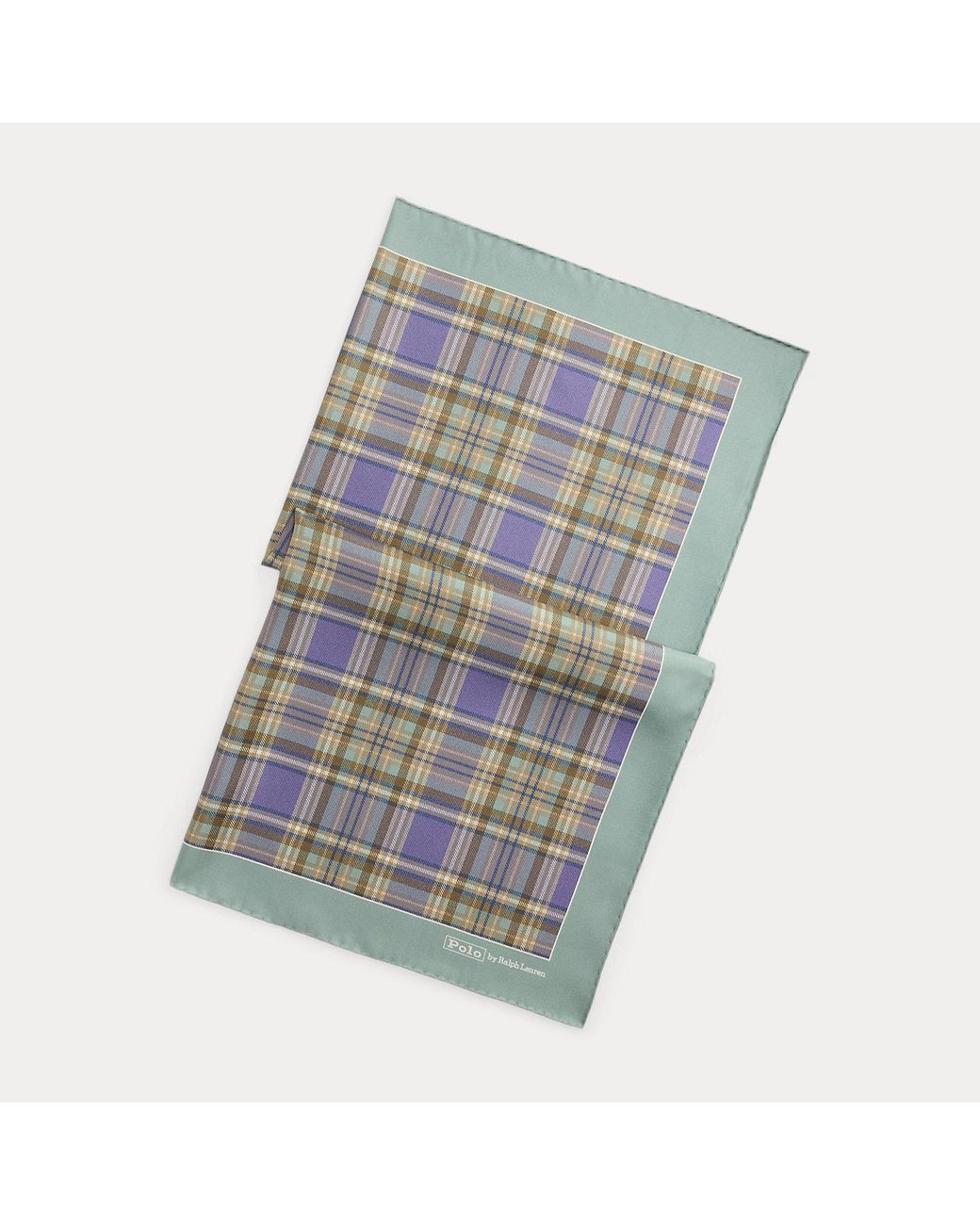 Polo Ralph Lauren Blue Plaid Silk Square Scarf for men