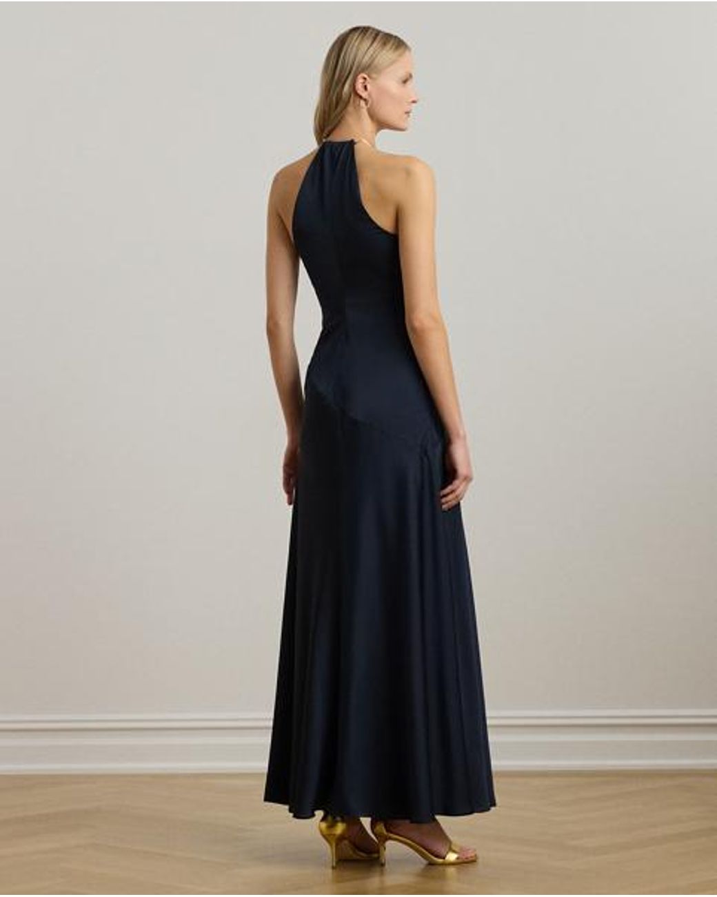 Ralph Lauren Ralph Lauren Satin Charmeuse Halter Gown in Blue | Lyst UK