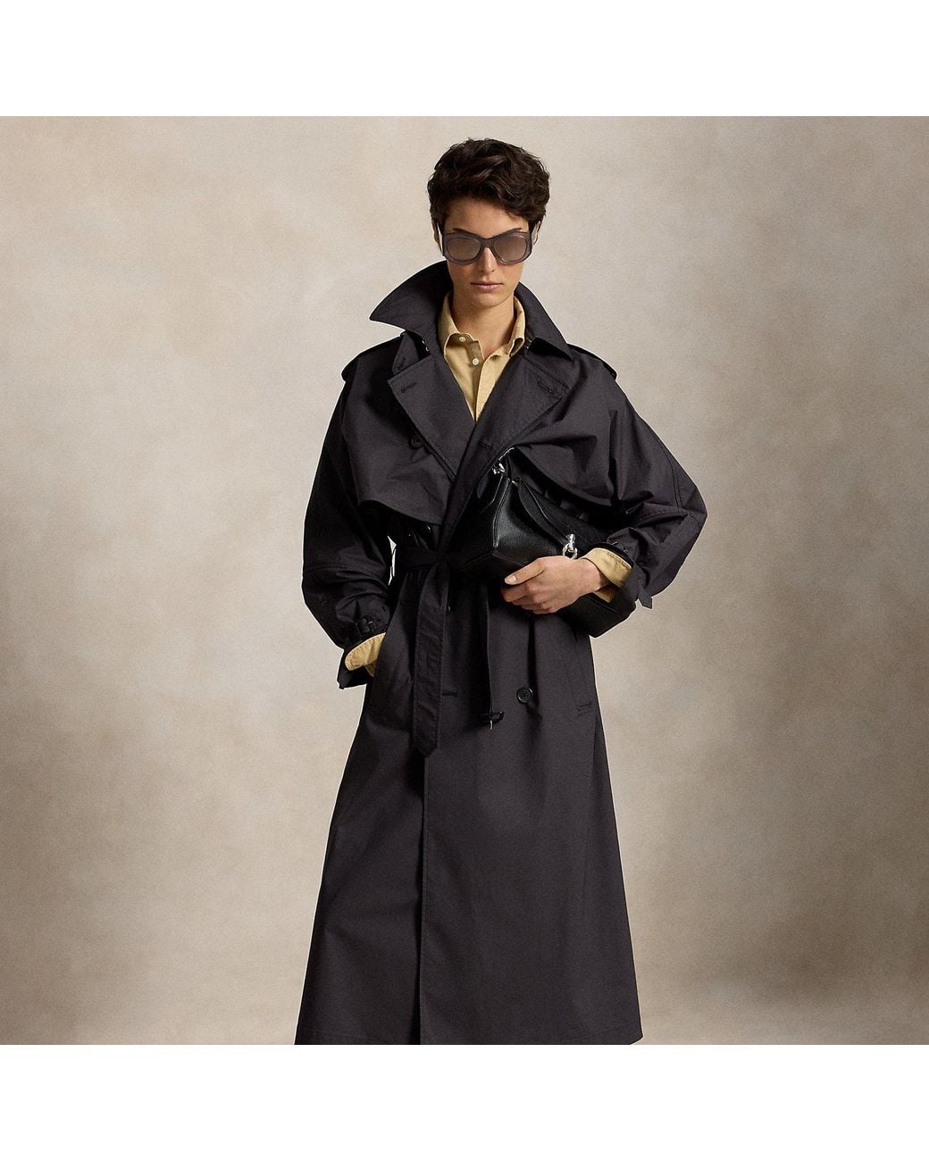 Polo Ralph Lauren Black Capelet Trench Coat
