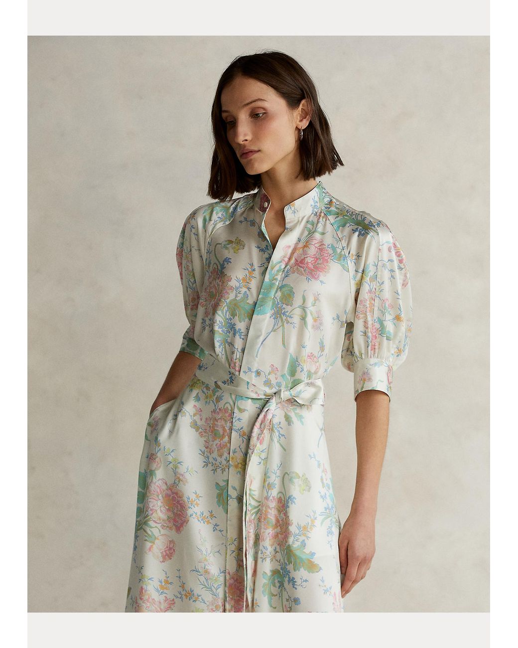 Polo Ralph Lauren Floral Satin A-line Dress | Lyst UK