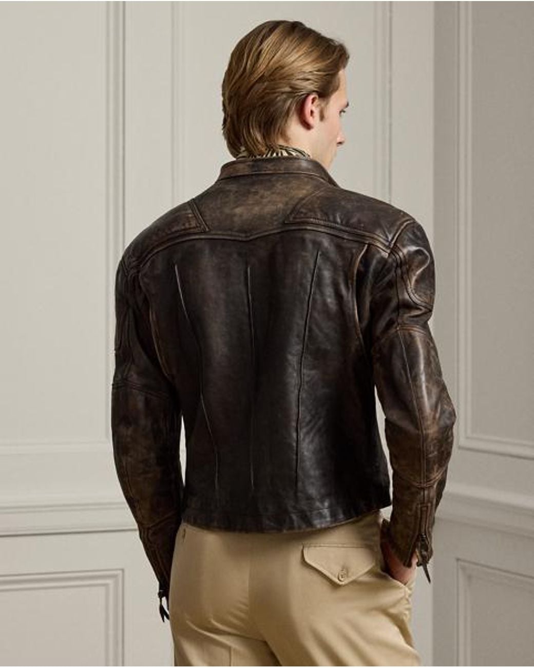 Ralph Lauren Brown Thruxton Leather Moto Jacket for men