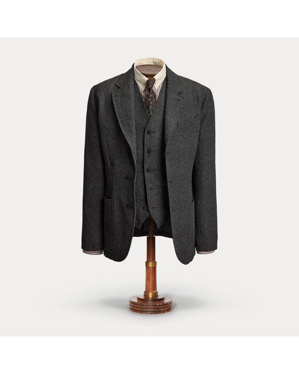 RRL Black Unconstructed Herringbone Sport Coat for men