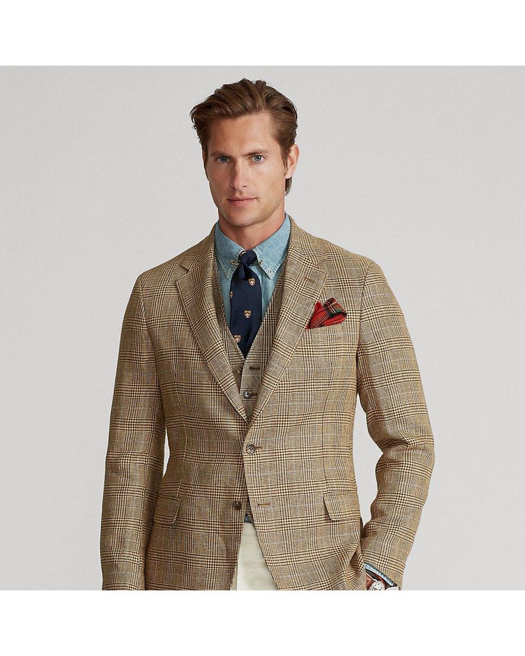 Polo Ralph Lauren Polo Glen Plaid Linen Suit Jacket for Men | Lyst