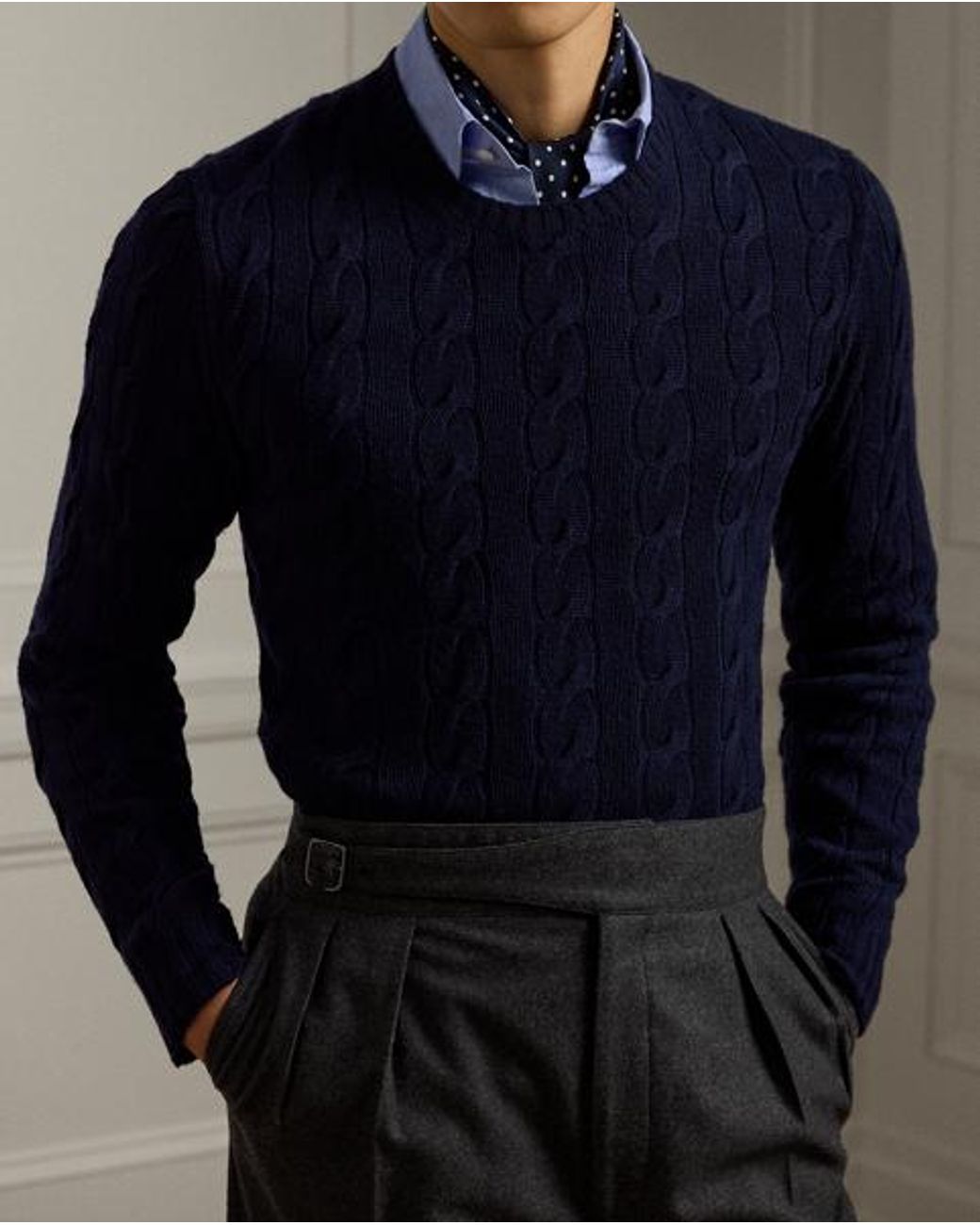 Ralph Lauren Blue Cable-knit Cashmere Jumper for men