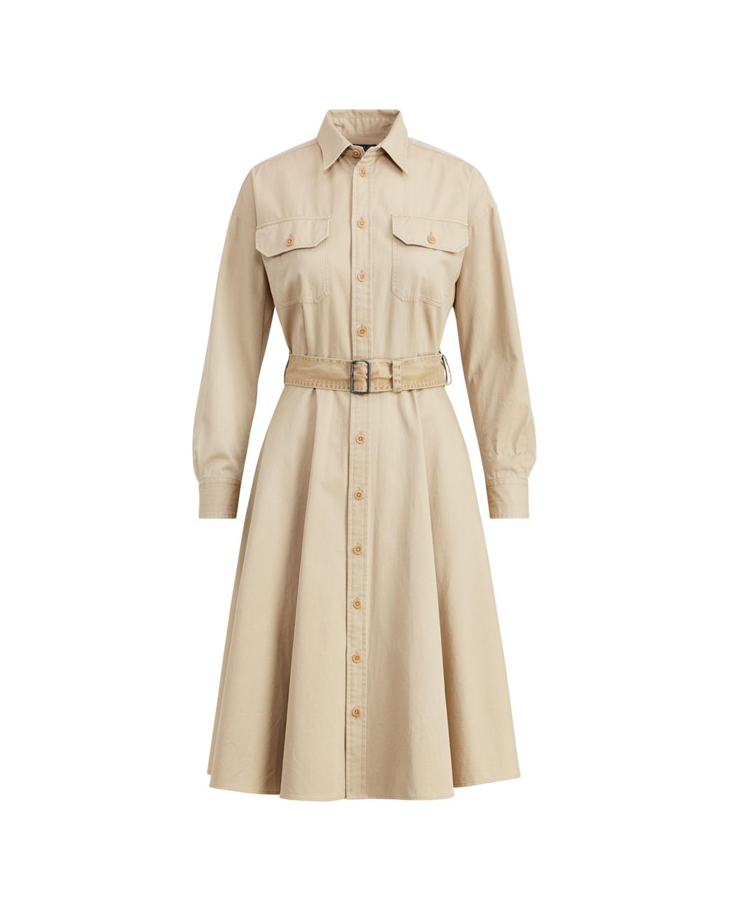Polo Ralph Lauren Cotton Chino Shirtdress in Natural | Lyst