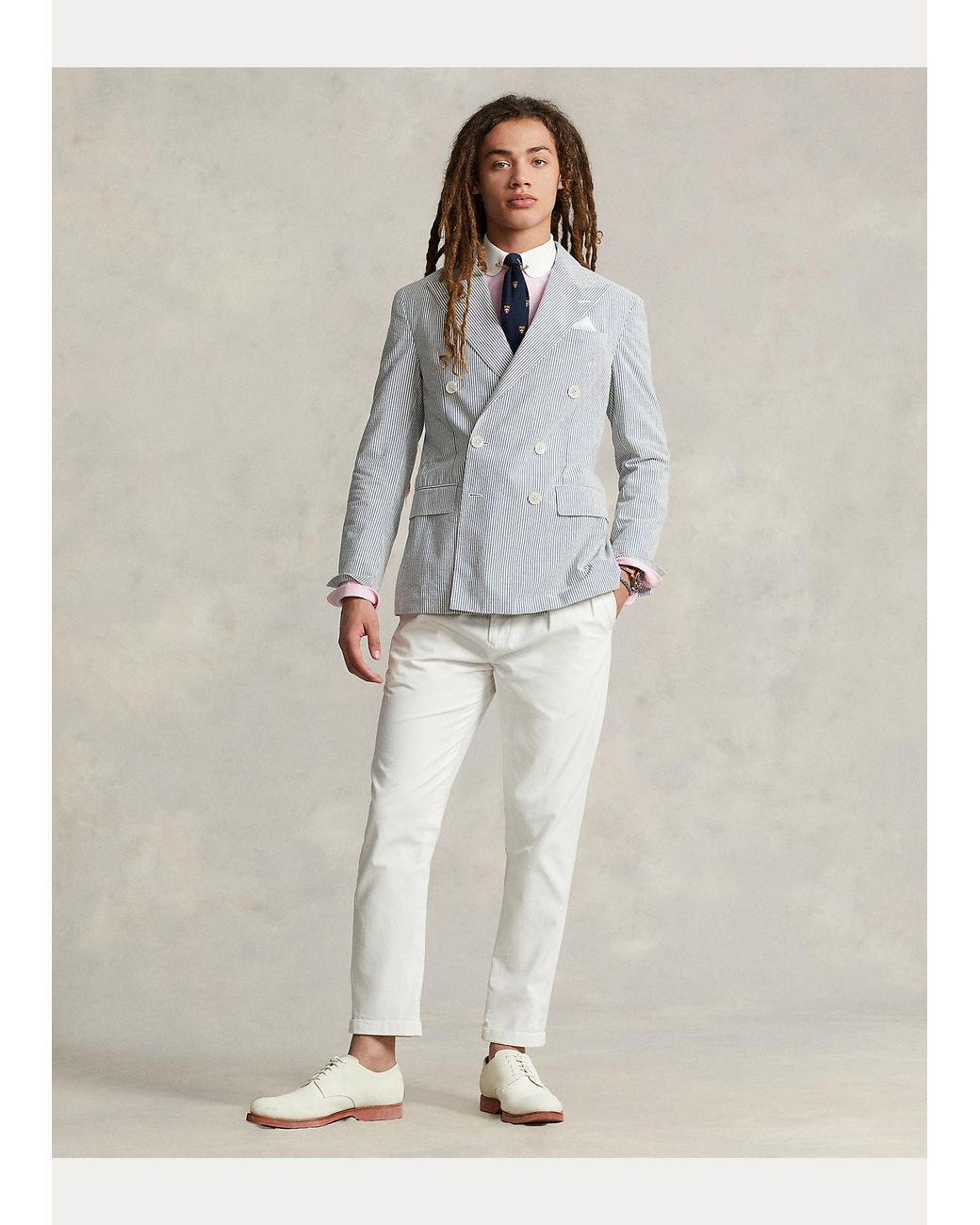 Polo Ralph Lauren Polo Soft Seersucker Suit Jacket in Grey for Men | Lyst UK