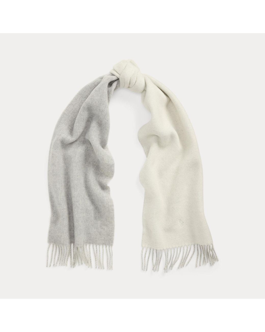 Polo Ralph Lauren White Fringe-Trim Wool Scarf