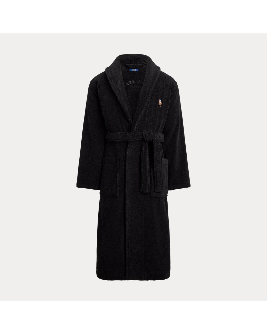 Polo Ralph Lauren Black Polo Bear Cotton Terry Robe for men