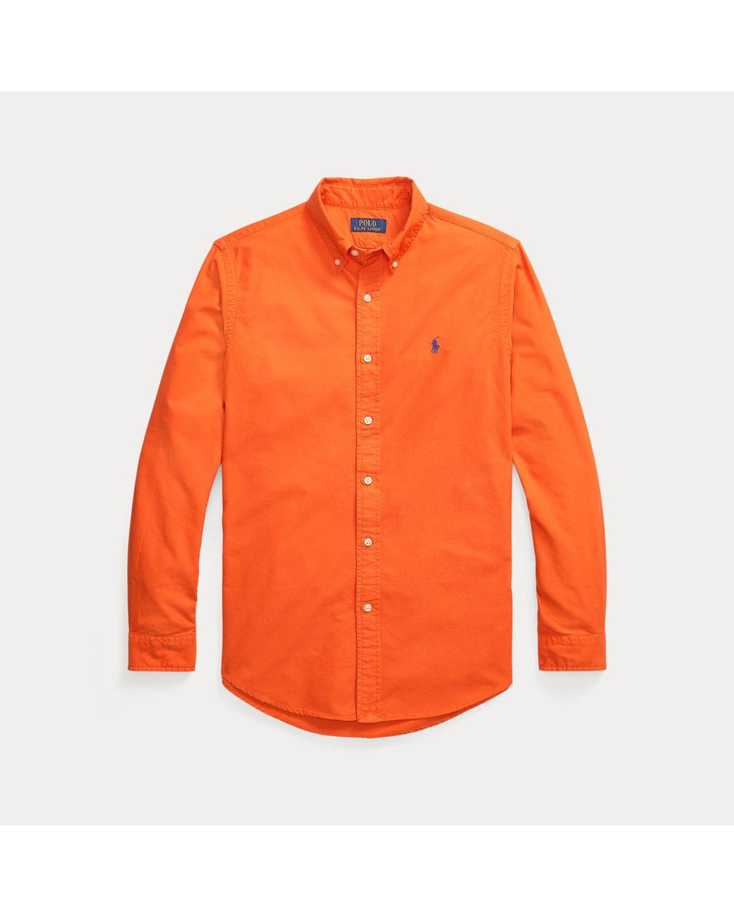 Polo Ralph Lauren Orange Custom Fit Garment-Dyed Oxford Shirt for men