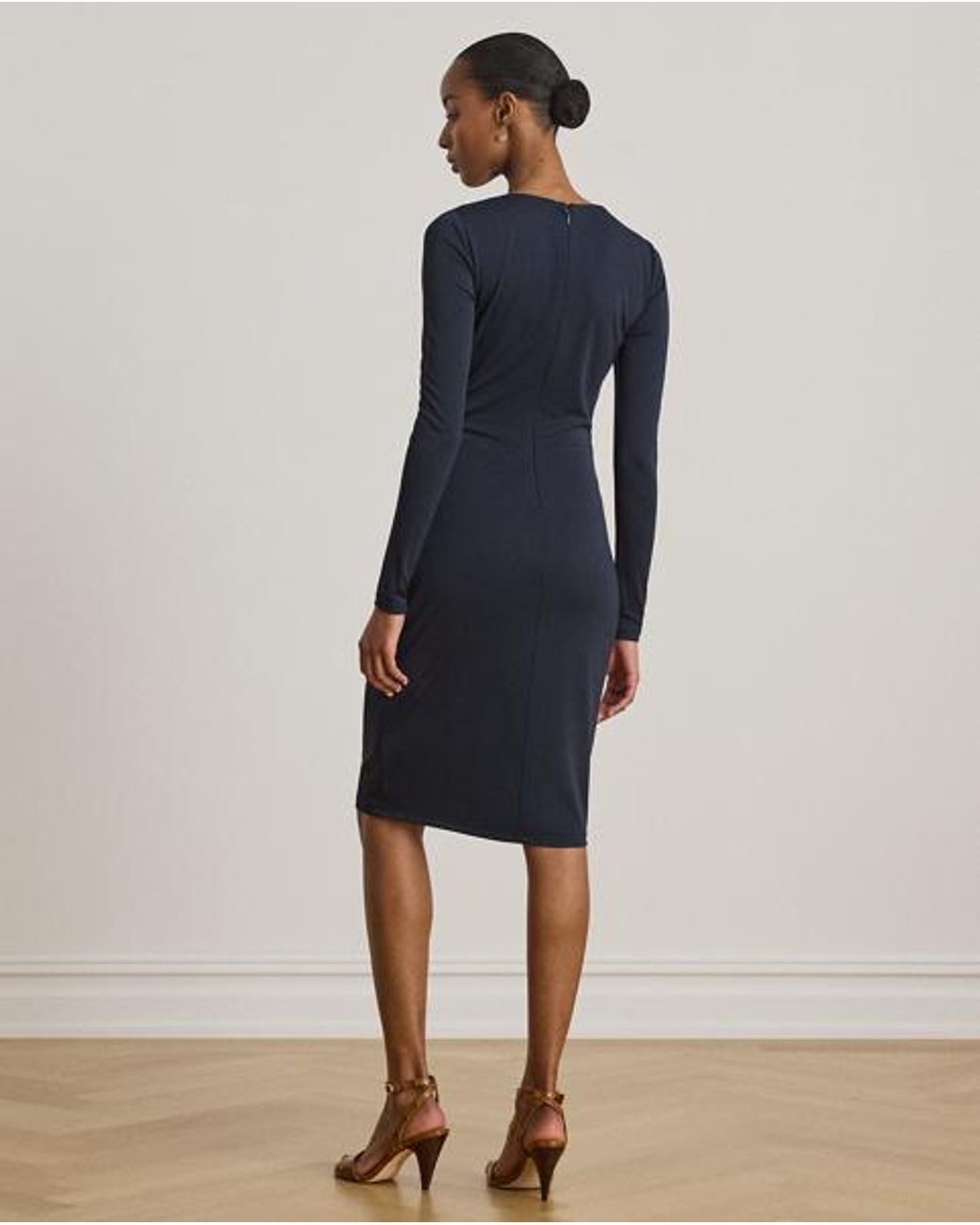 Ralph Lauren Blue Twist-Front Jersey Boatneck Dress