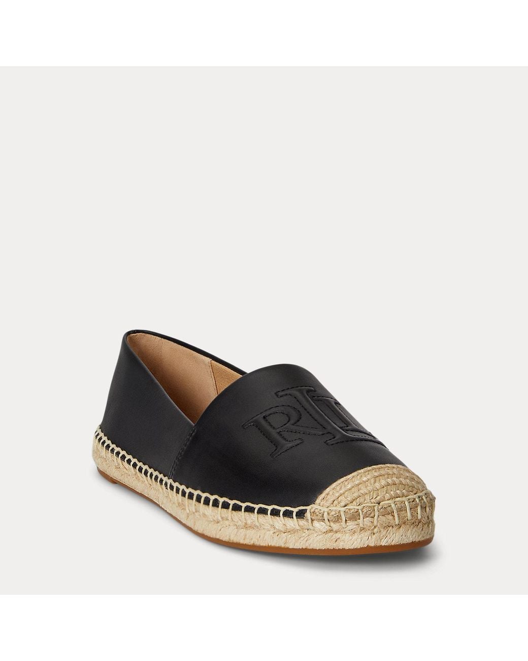Ralph Lauren Black Cameryn Nappa Leather Espadrille