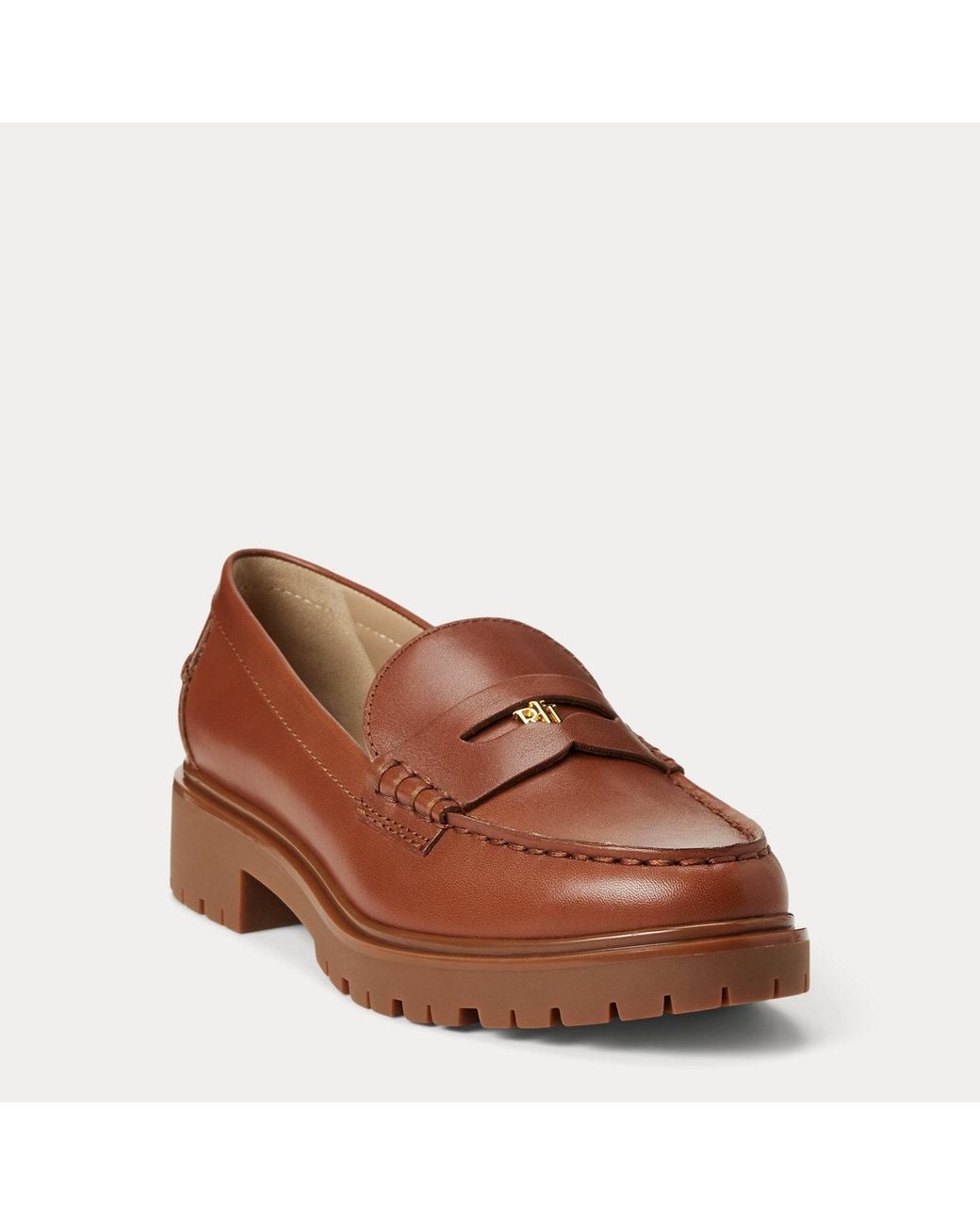 Ralph Lauren Brown Marli Calfskin Penny Loafer