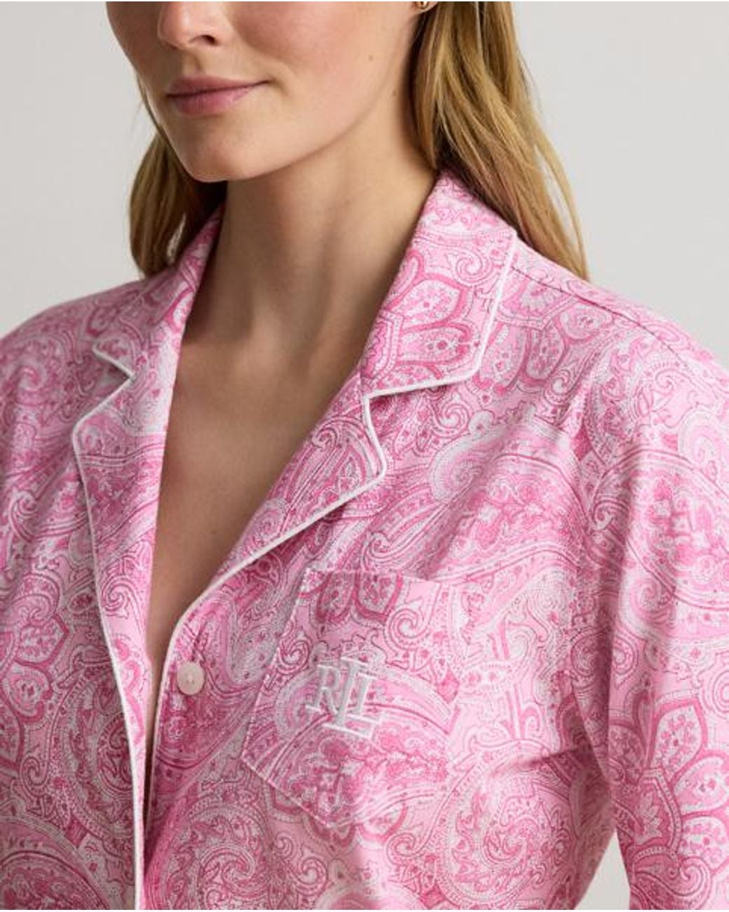 Ralph Lauren Pink Paisley Cotton Jersey Capri Sleep Set