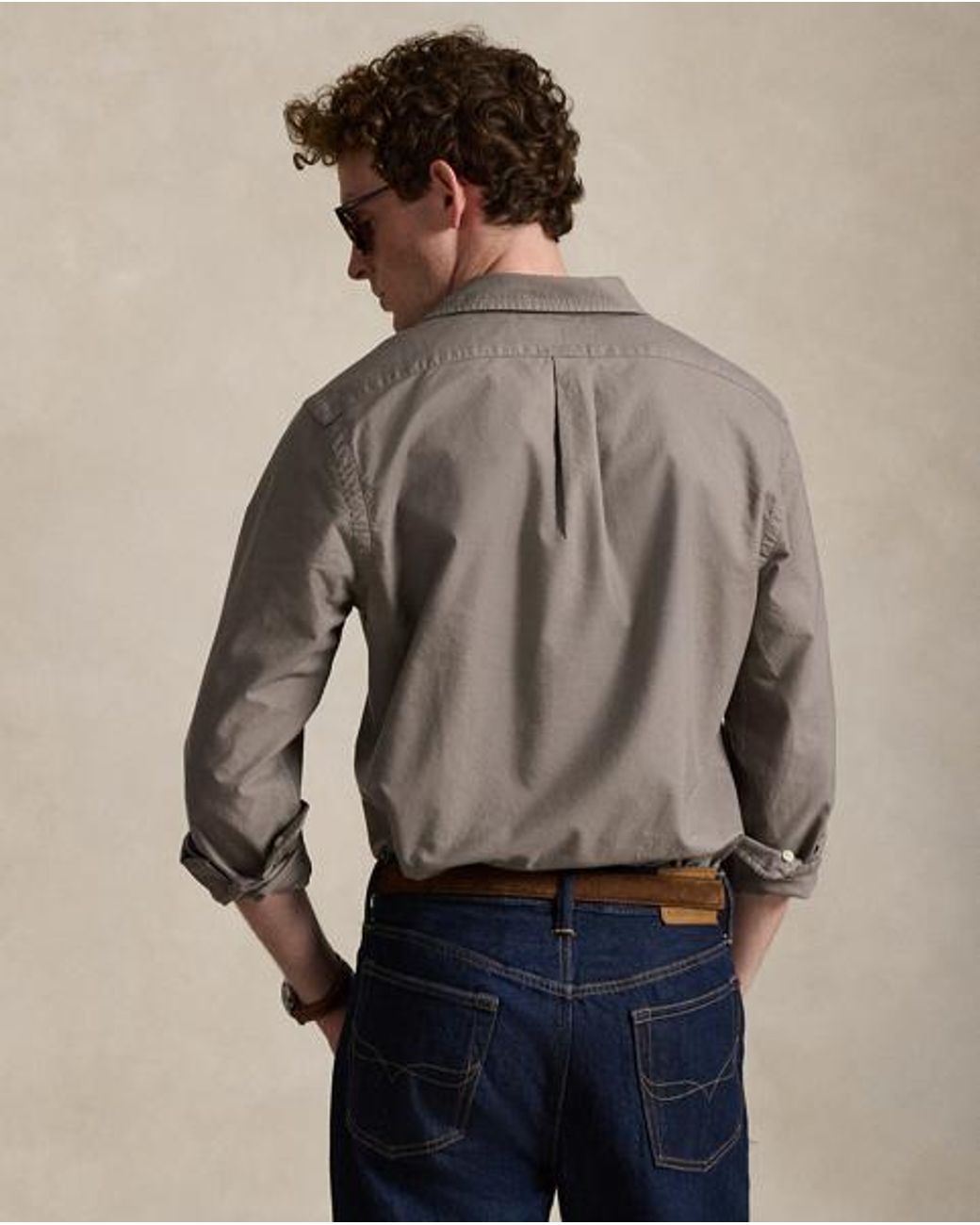 Polo Ralph Lauren Gray Slim Fit Garment-Dyed Oxford Shirt for men